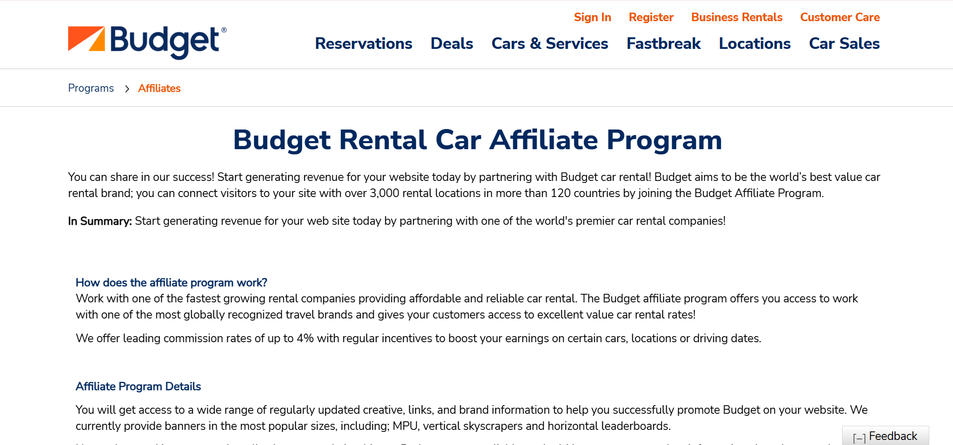 Budget Rental Car Affiliate Program