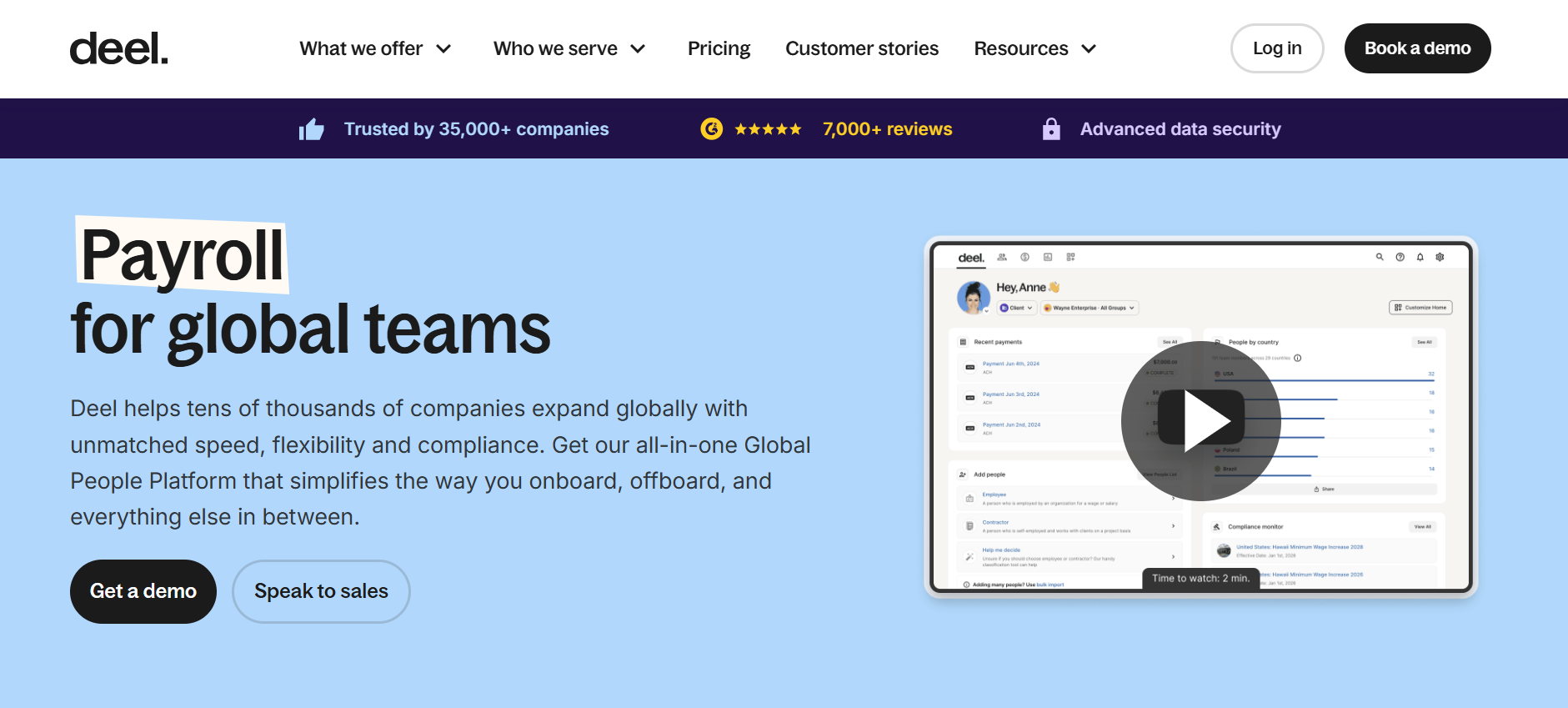 Deel logo - Global payroll and compliance for remote teams.