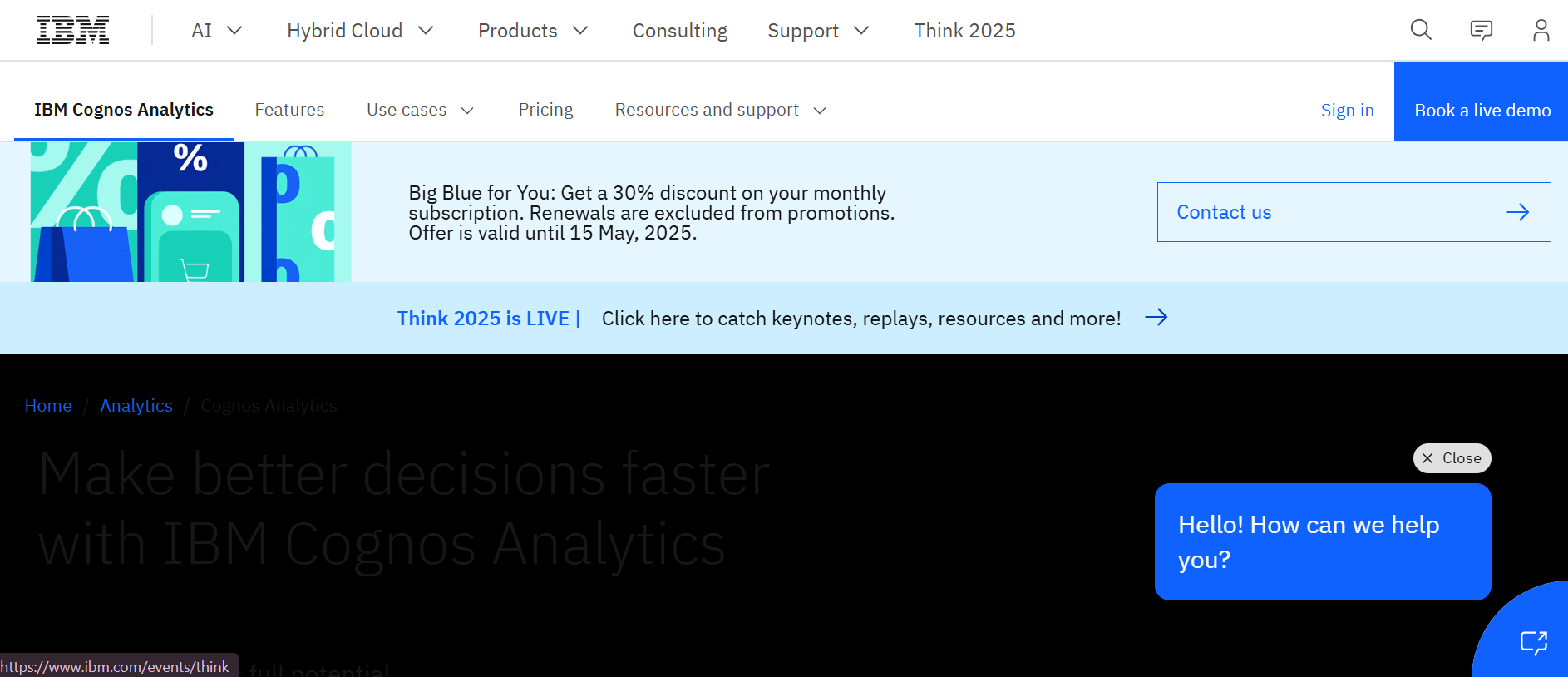 "IBM Cognos Analytics AI-driven insights" or "Cognos Analytics dashboard"