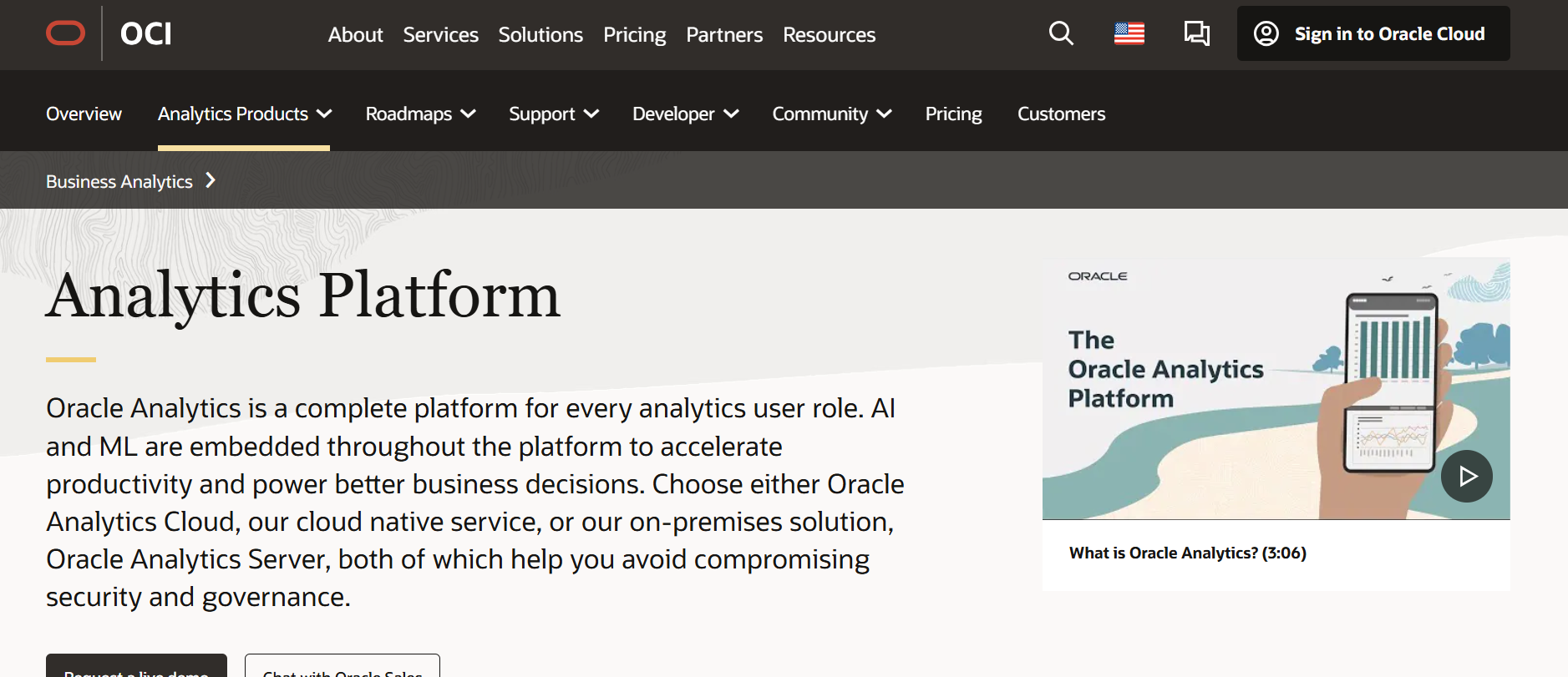 Oracle Analytics Cloud logo" or "Cloud-based BI solution