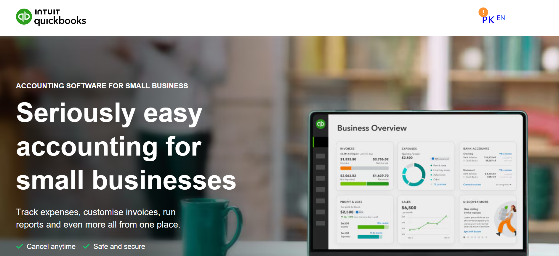 QuickBooks UK logo with a stylized Q icon and business accounting interface.