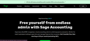Sage Business Cloud Accounting dashboard showing financial overview with charts and figures.