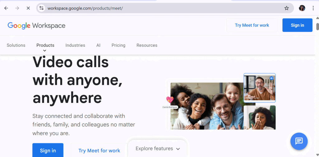 Google Meet – Best for Google Workspace Users