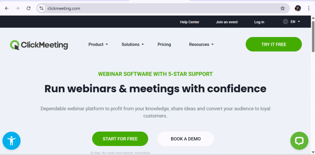 ClickMeeting – Best for Webinars and Training