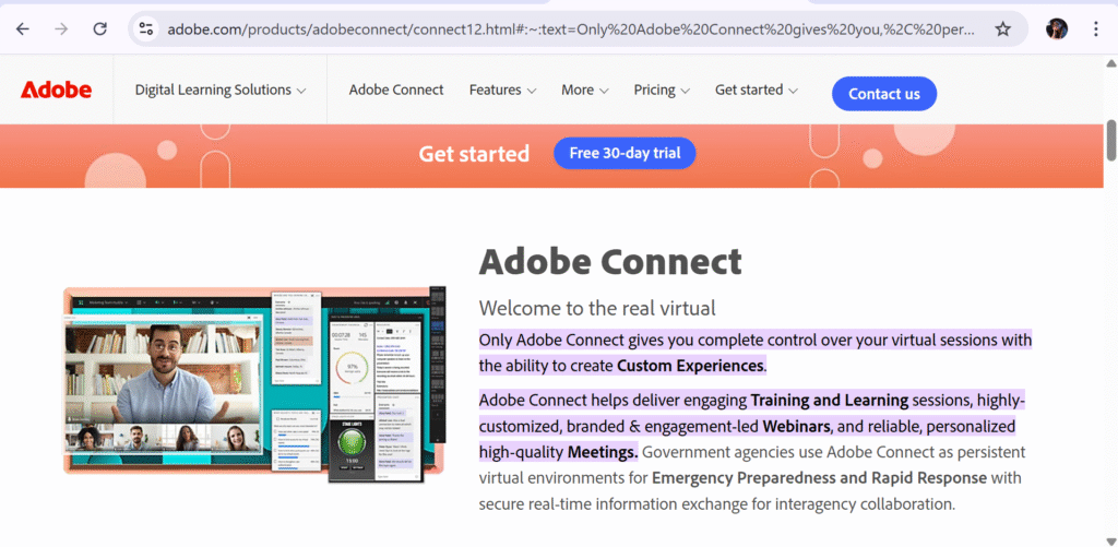 Adobe Connect – Best for Customizable Virtual Rooms