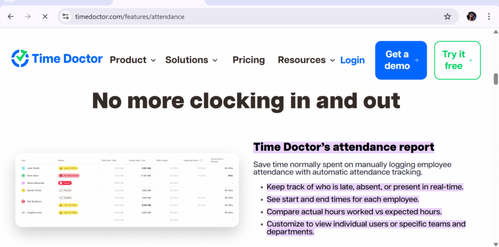 Time Doctor Attendance