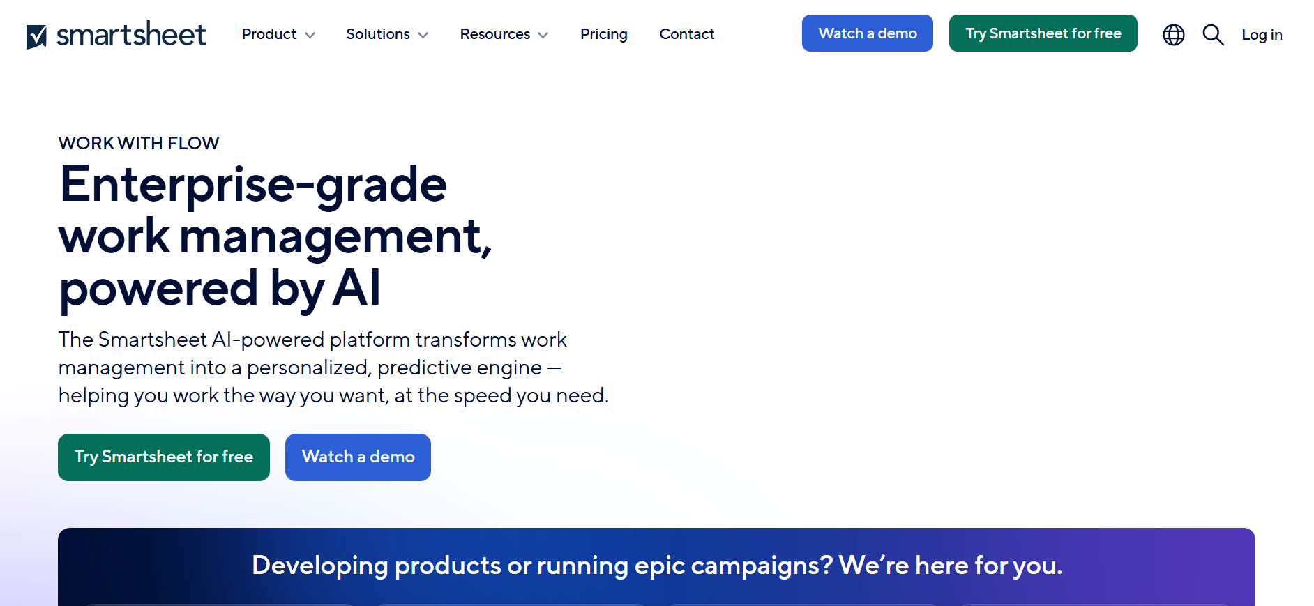 Smartsheet logo - Collaborative work management and automation.