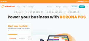 KORONA POS system highlighting ticketing and event management features