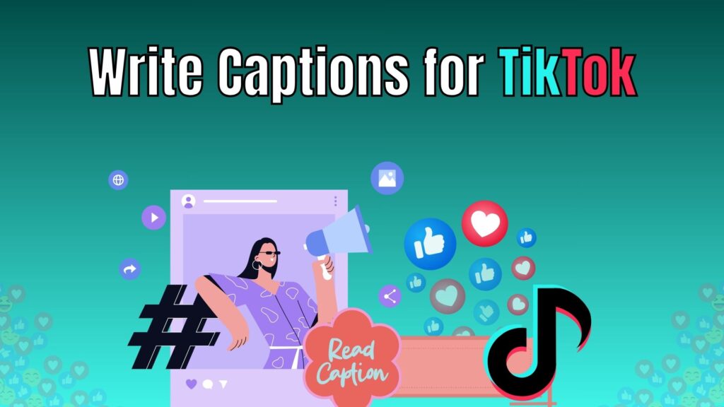 Creative illustration of TikTok creators crafting short video captions to boost engagement and storytelling.