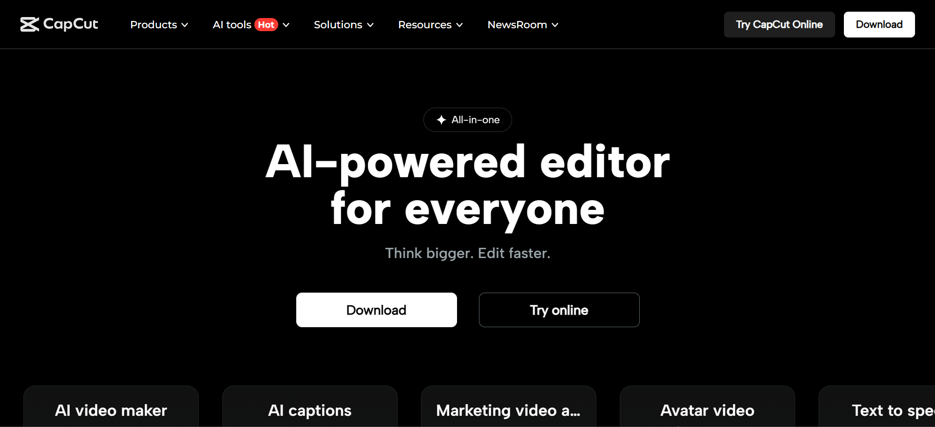 CapCut free TikTok video editor interface on mobile screen.