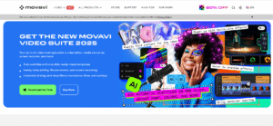 Movavi Clips video editor interface with TikTok editing options.