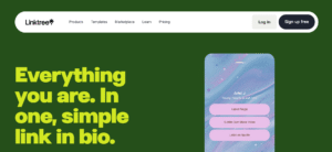 Linktree homepage showcasing multiple link options in one customizable bio page.