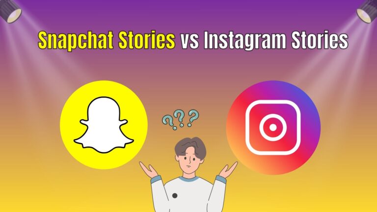 Abstract concept of Snapchat and Instagram story elements overlapping to symbolize platform engagement comparison.