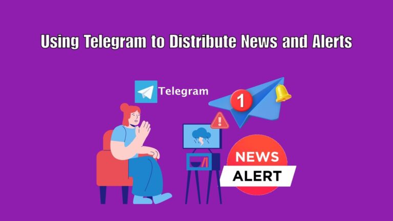 Illustration of a news agency sending real-time alerts to subscribers through a Telegram channel.