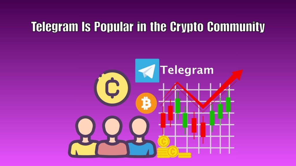 Illustration of Telegram groups and chats being used by cryptocurrency traders and blockchain communities for discussions and updates.