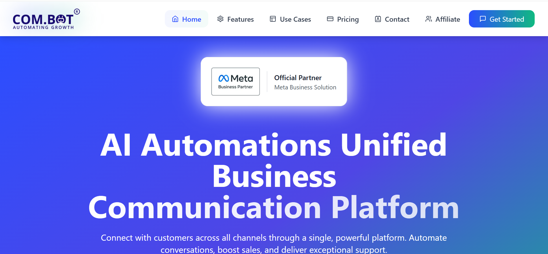 Combot Telegram bot dashboard showing analytics, moderation tools, and spam control for community management.