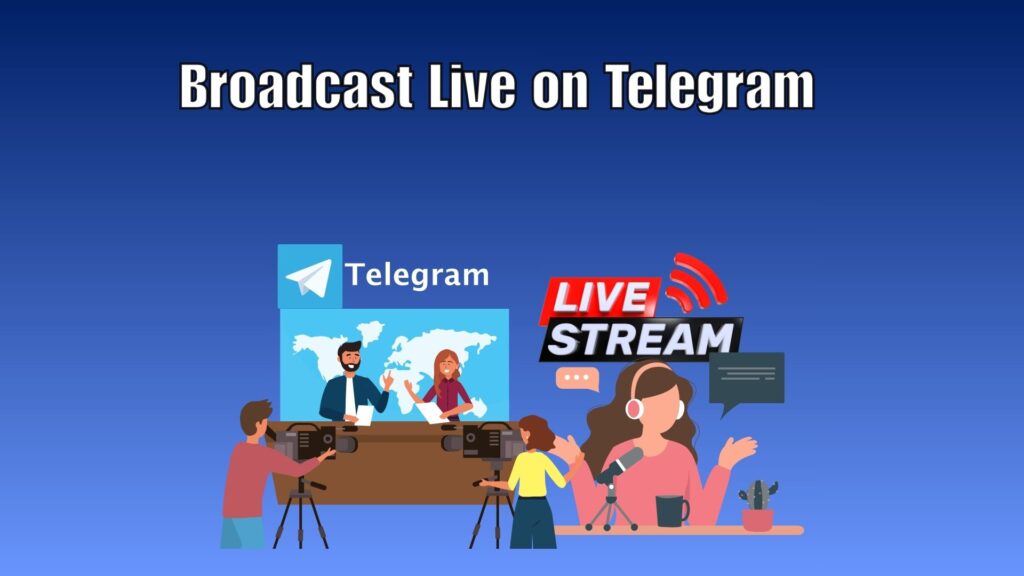 Person broadcasting live on Telegram channel using smartphone with viewers joining in real time.