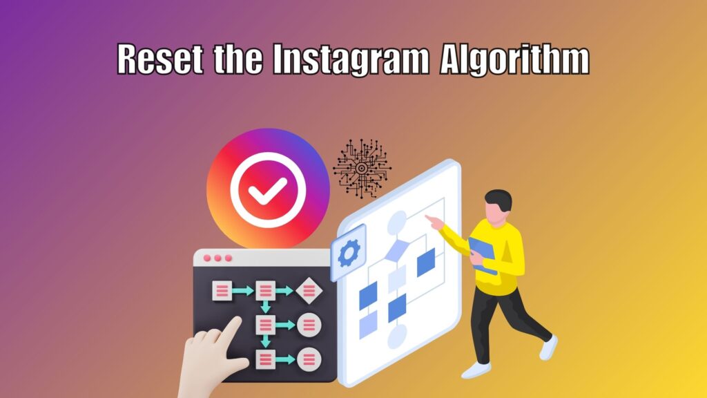 User scrolling Instagram feed on smartphone with reset options like mute, clear history, and explore page visible on screen.