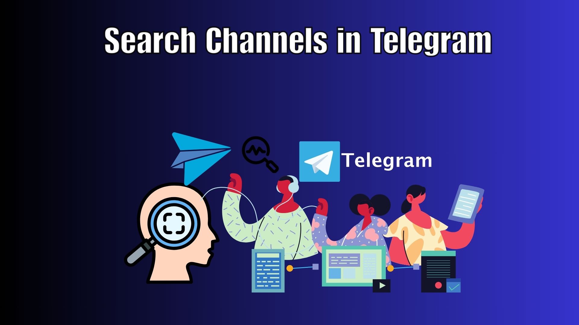 A smartphone screen with the Telegram app open, showing the search bar and a list of channels.