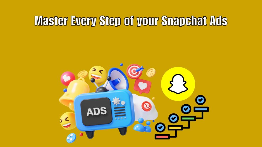 A marketer analyzing Snapchat Ads performance dashboard with creative ad visuals, audience insights, and engagement metrics on a laptop screen.