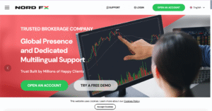 Illustration of NordFX affiliate program showcasing fast payouts and high commission structures.
