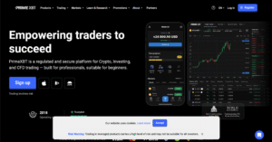Visual concept of PrimeXBT affiliate program featuring crypto and forex offers for digital marketers.