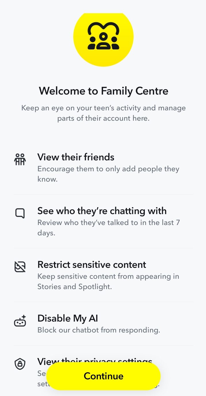 Use Snapchat’s Family Center