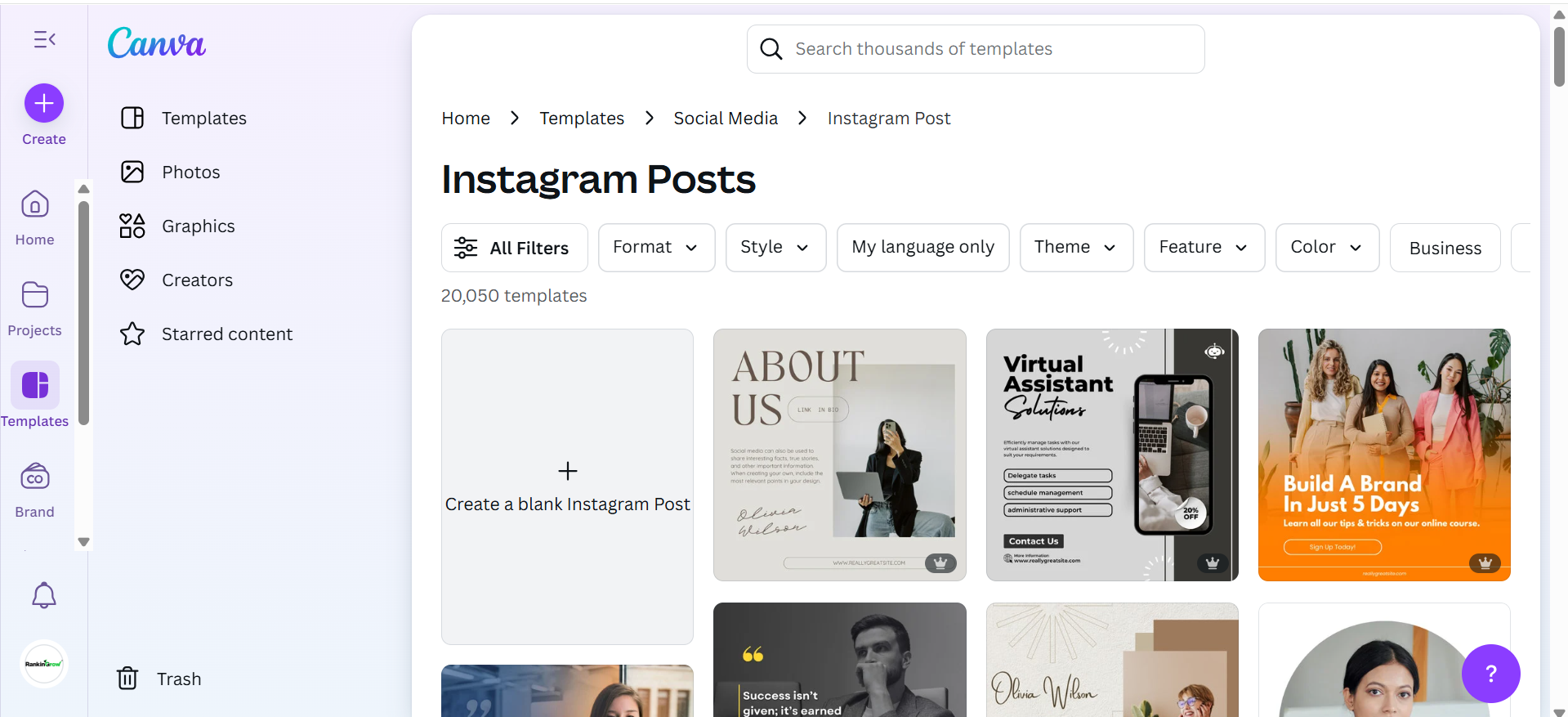 Canva Instagram post templates with customizable layouts for social media.