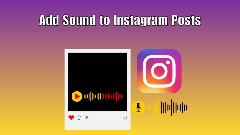 Instagram mobile app showing sound icon and music options being added to a post before publishing.