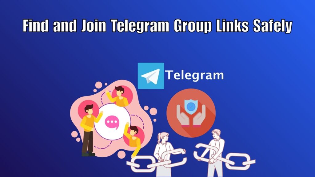 Telegram app interface with secure group links and privacy settings highlighted.