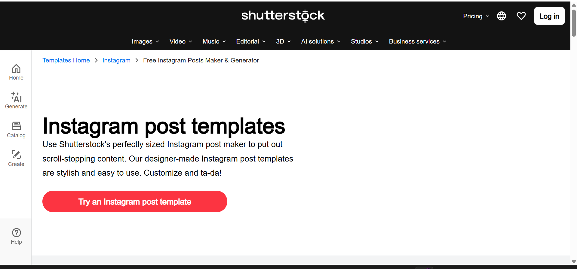 Shutterstock Instagram post templates with professional and polished designs.
