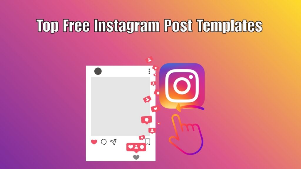 Top 10 free Instagram post template tools with Canva, Adobe Express, VistaCreate, Freepik, PosterMyWall, Picmaker, Kittl, Shutterstock, Visme, and Wepik logos displayed.