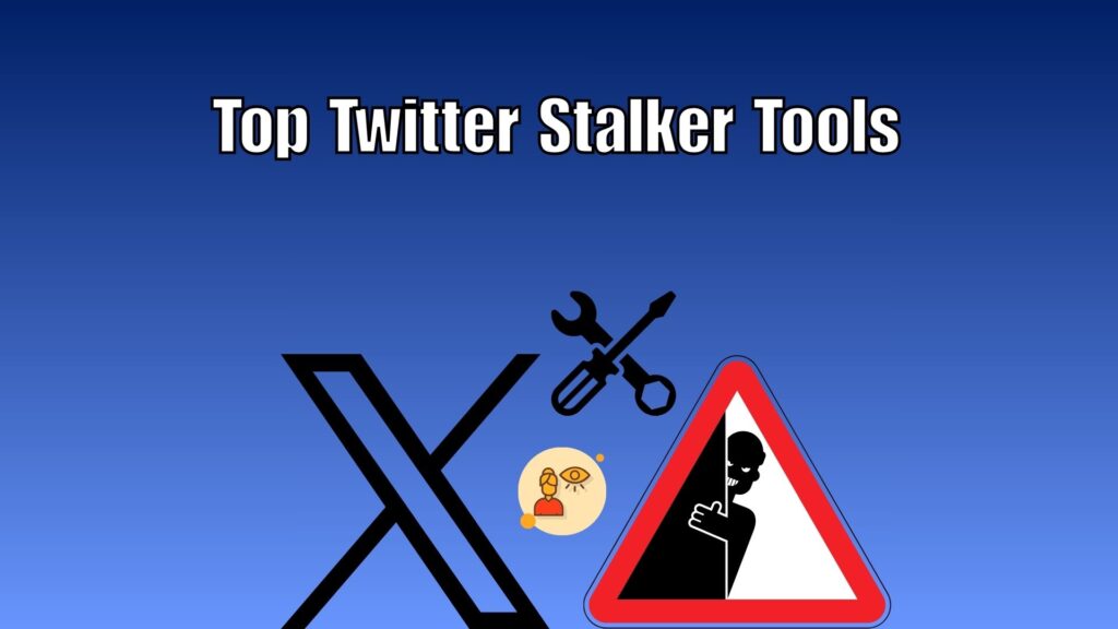 Top 10 Twitter stalker tools comparison featuring FollowerAudit, Social Bearing, Twitonomy, WhoUnfollowedMe, Circleboom, TwiHub, TweetPeek, GhostFollower, StalkScan, and ShadowTrack logos.