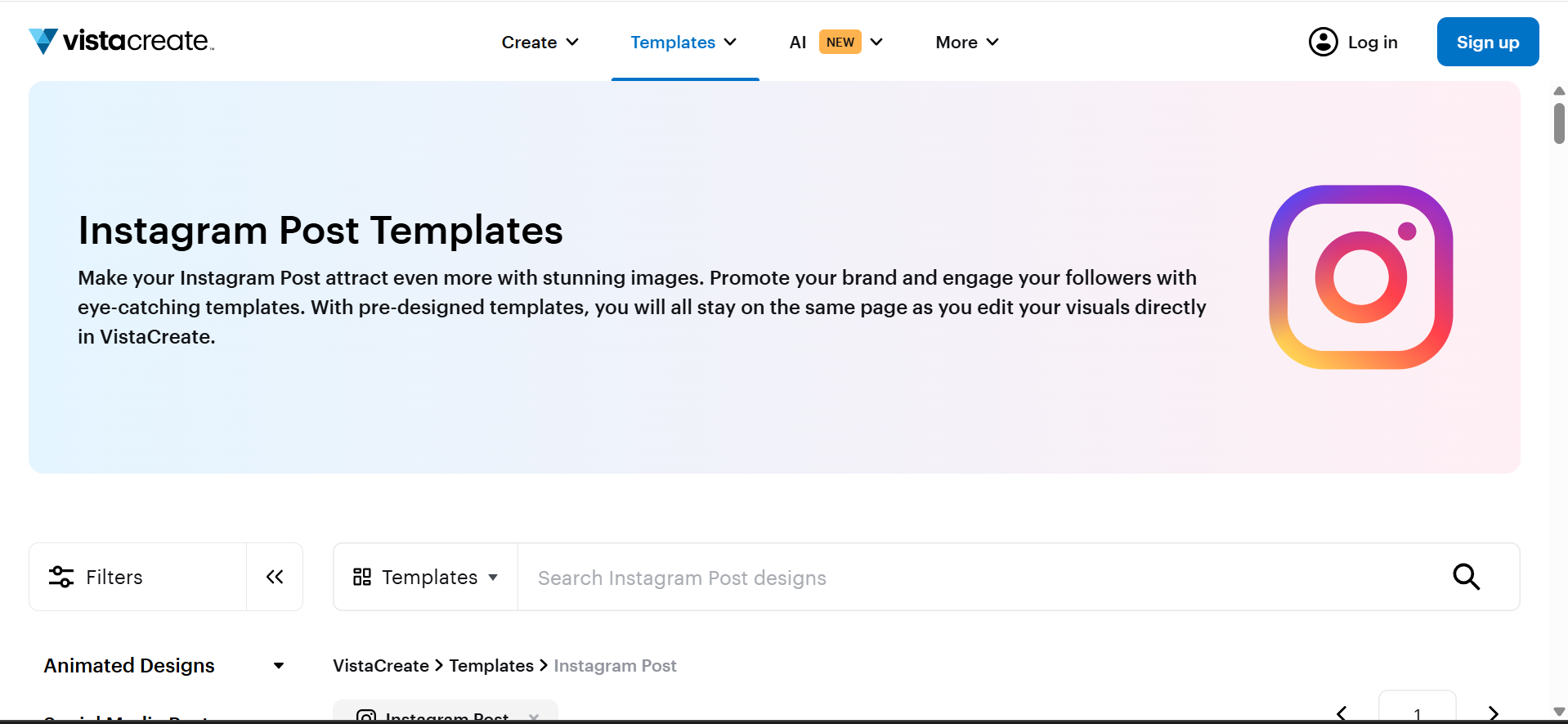 VistaCreate free Instagram templates with creative and stylish graphics.