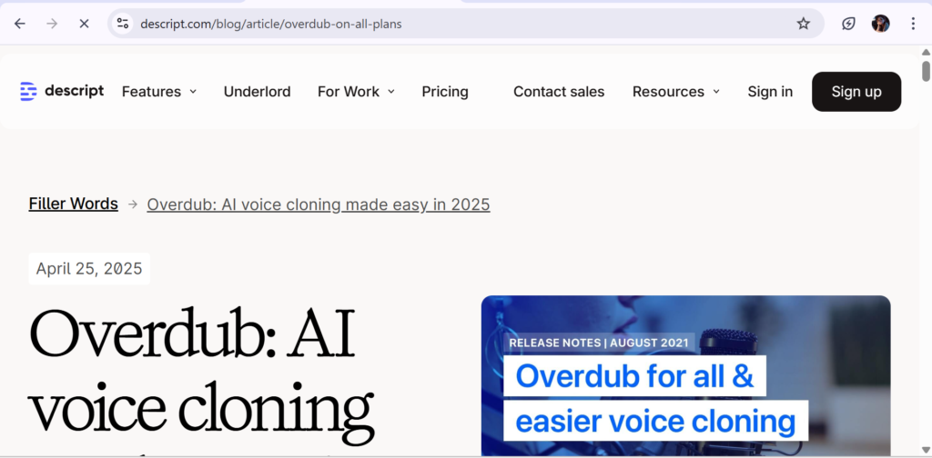 Descript Overdub