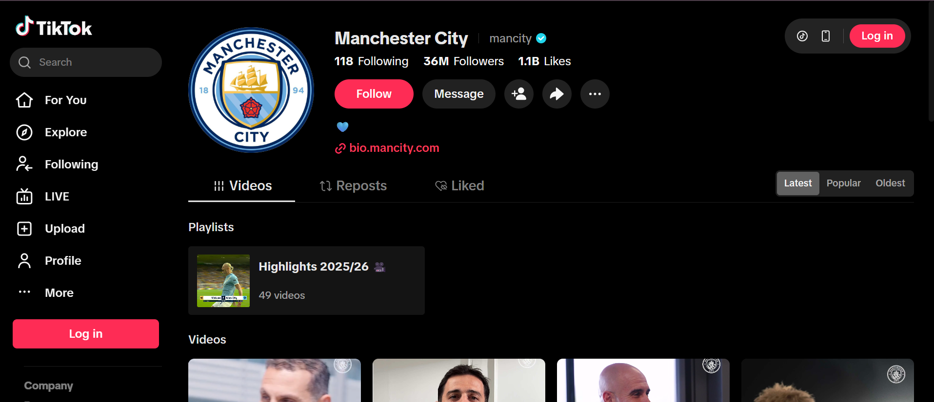 Manchester City FC – Official TikTok account of Manchester City Football Club