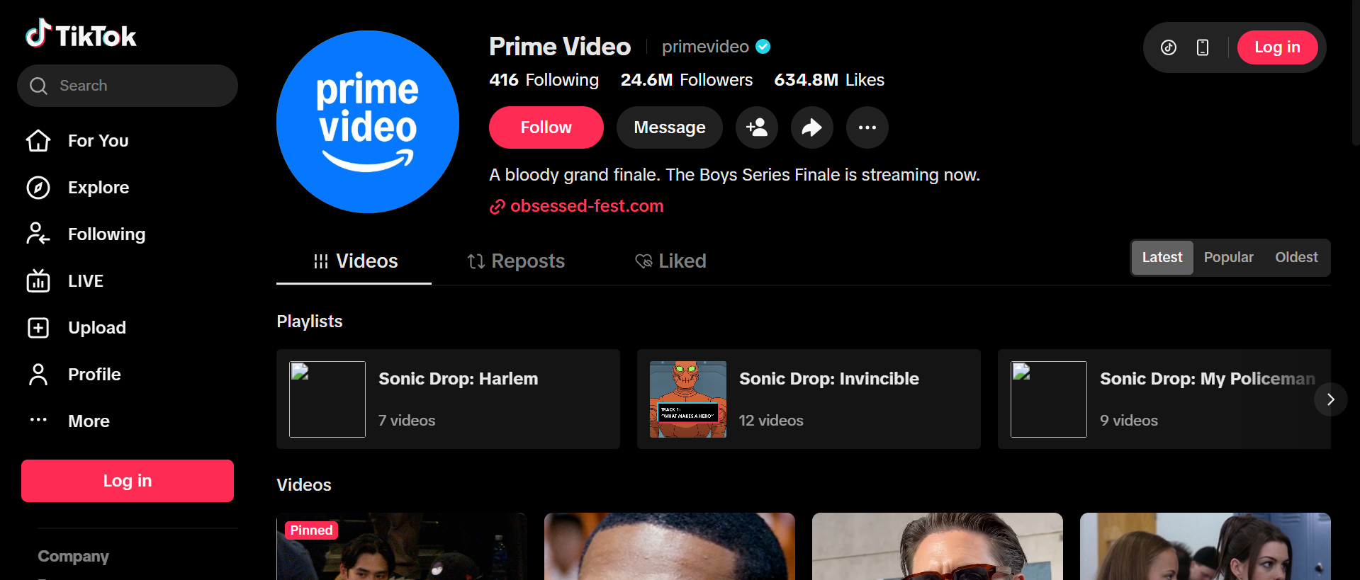 Amazon Prime Video – Official TikTok account of Amazon Prime Video streaming platform