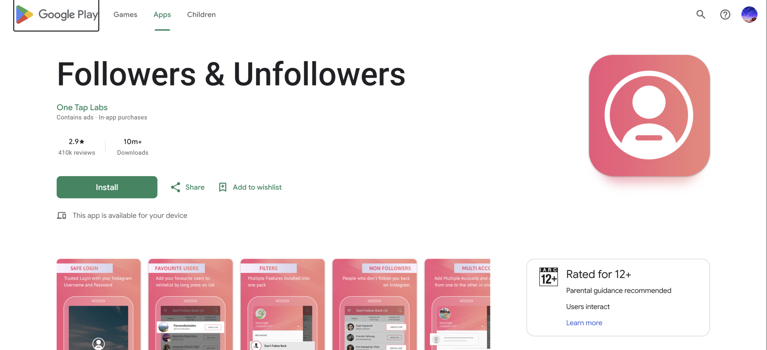 Followers and Unfollowers (One Tap Labs)